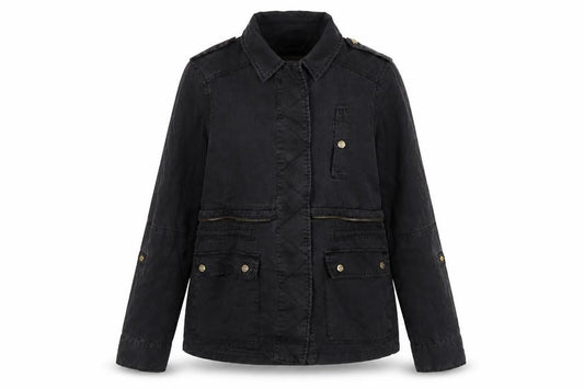 River Island Women's Black Military Jacket Size 8 Lyocell Mid-Length