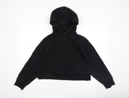 Zara Women Black Cotton Blend Pullover Hoodie Size S