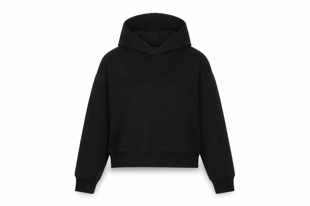 Zara Women Black Cotton Blend Pullover Hoodie Size S