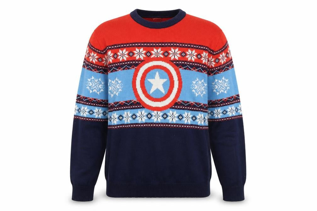 Marvel Men’s Multicoloured Medium Captain America Fair Isle Jumper