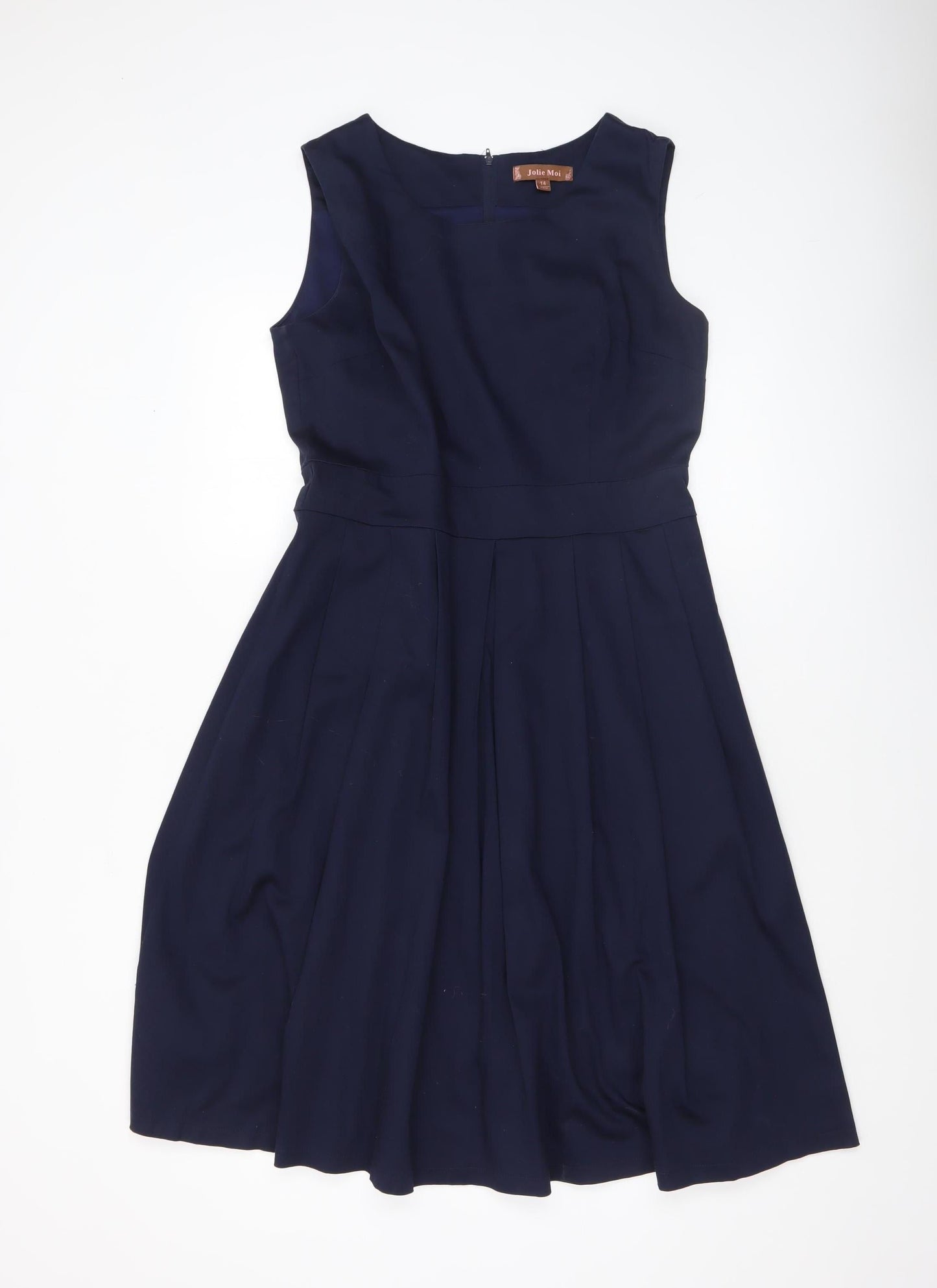 Jolie Moi Women Blue Size 14 Fit & Flare Sleeveless Knee Length Dress