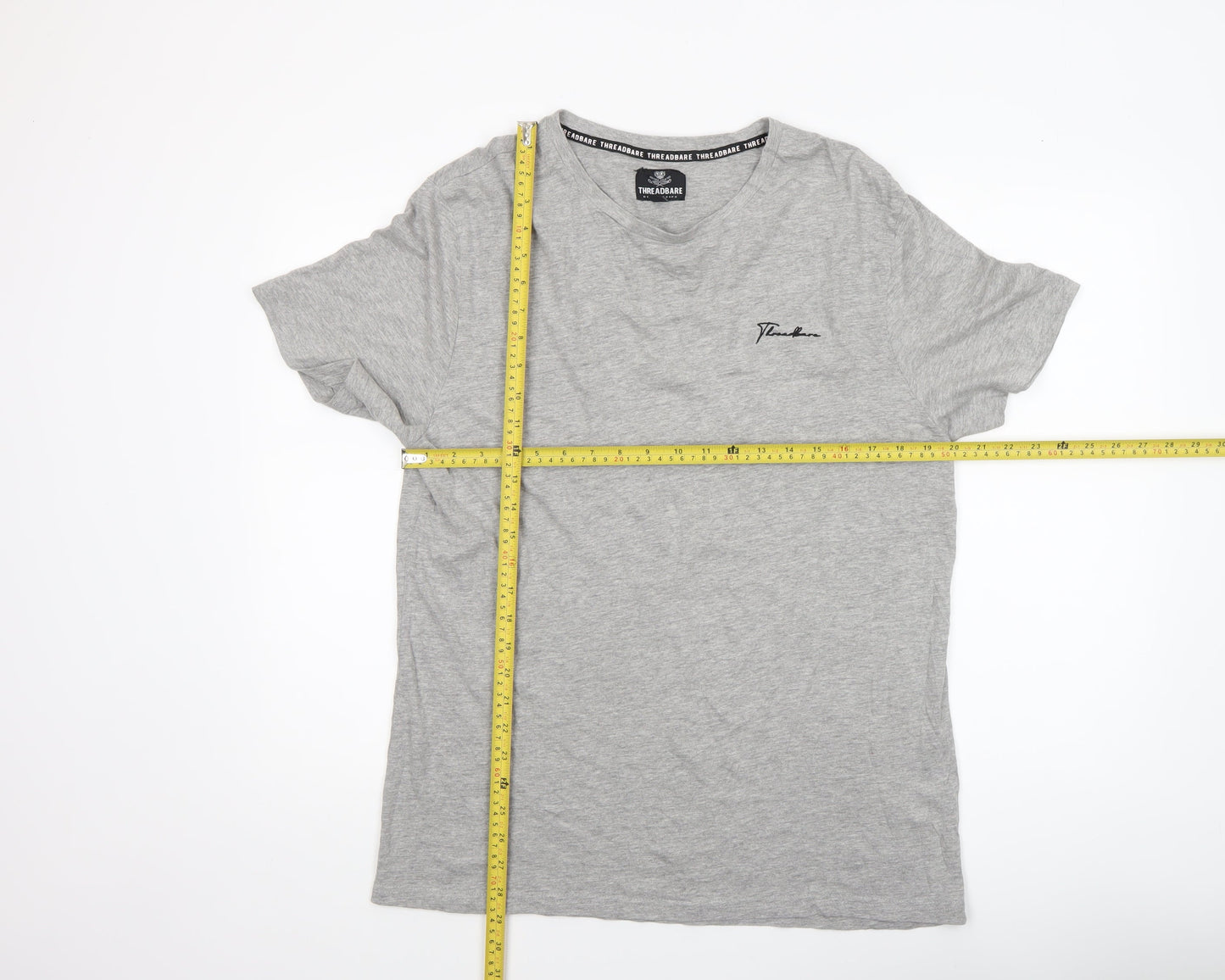 Threadbare Men's Grey XL V-Neck Cotton Jersey T-Shirt