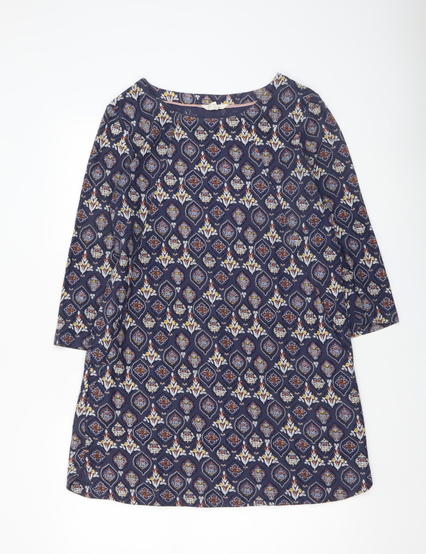 White Stuff Women Blue Geometric Shift Dress Size 10
