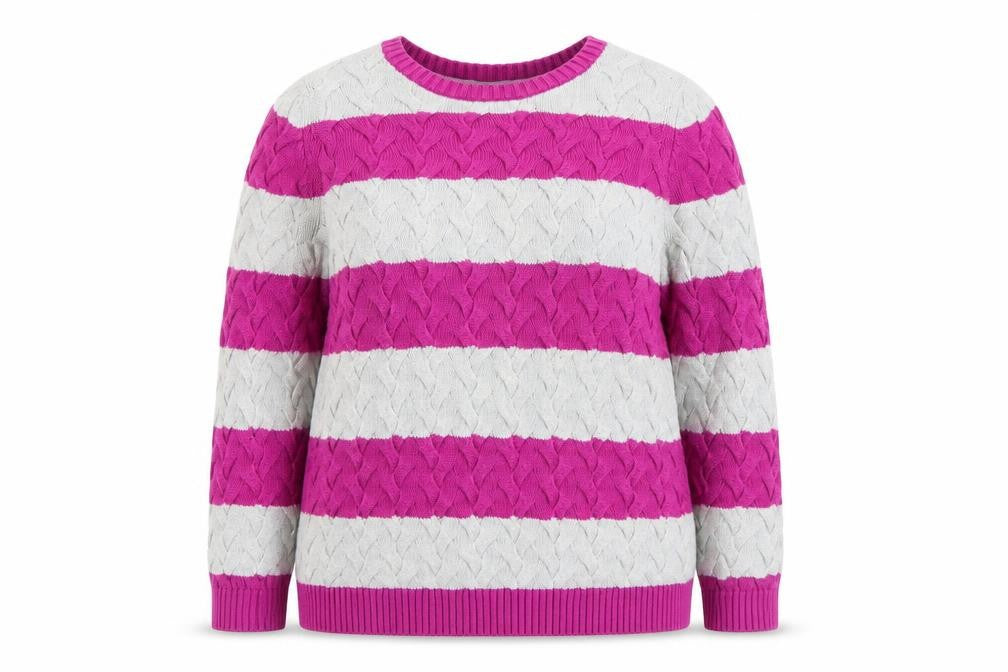 Lands' End Women's Multicoloured XL Cable-Knit Cotton Jumper