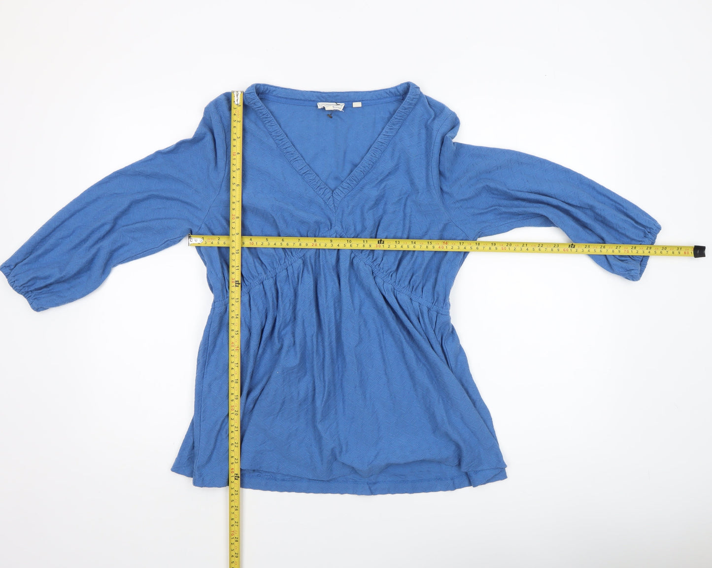 Fat Face Women’s Blue Wrap V-Neck Cotton Blouse Size 12