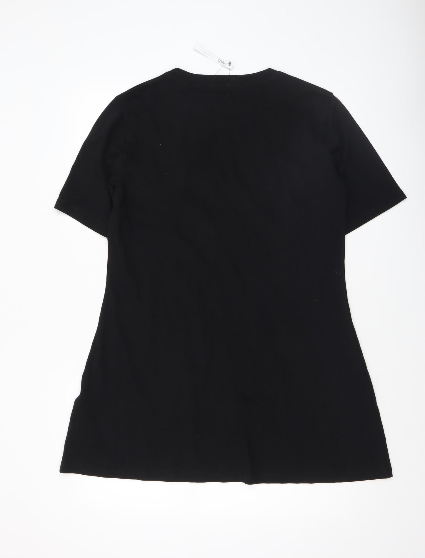 ASOS Women Black Size 10 Embroidered Dragon Floral T-Shirt Dress