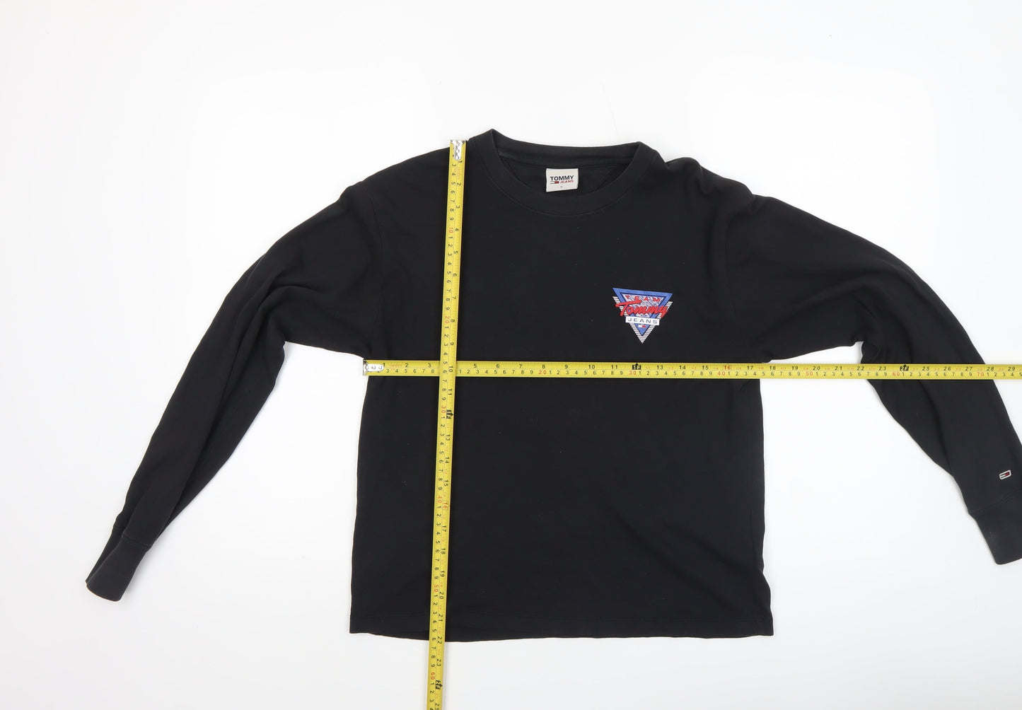 Tommy Jeans Women's Black Long Sleeve Crew Neck Cotton T-Shirt S