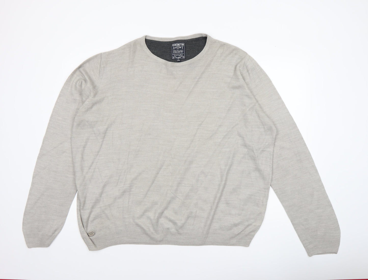Kensington Eastside Mens Beige 2XL Crew Neck Acrylic Pullover Jumper