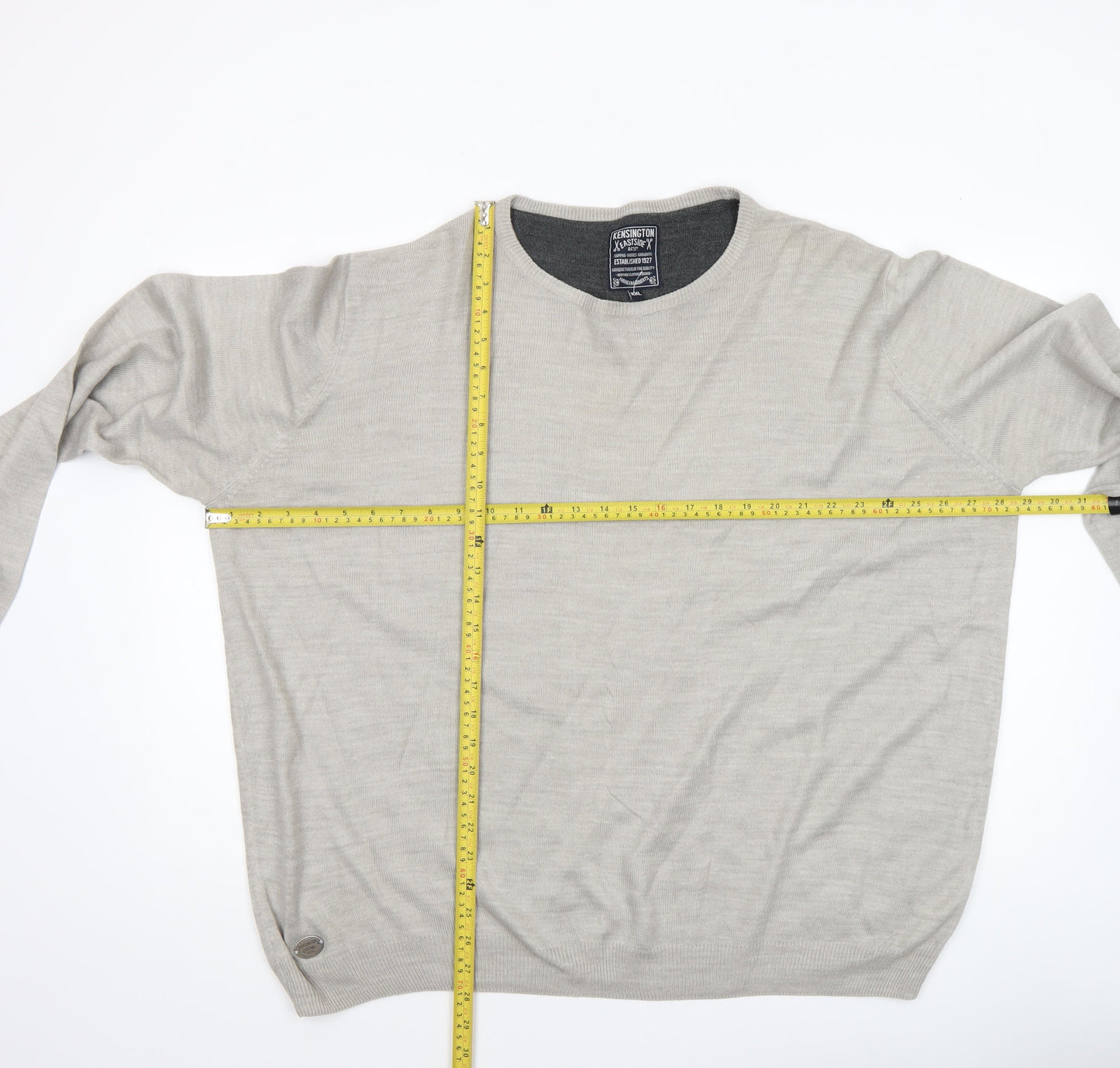 Kensington Eastside Mens Beige 2XL Crew Neck Acrylic Pullover Jumper
