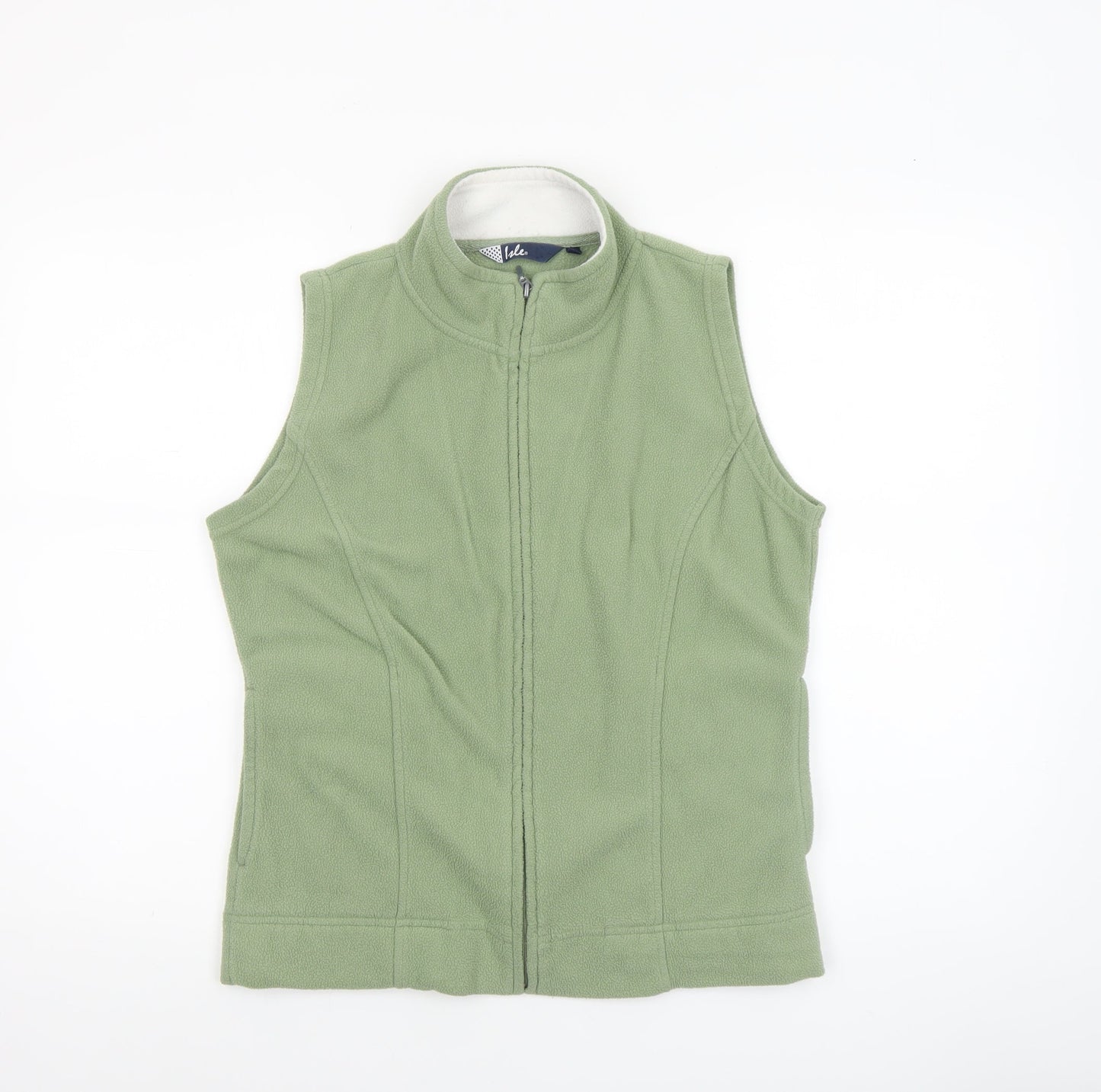 Isle Womens Green Fleece Zip Waistcoat Bodywarmer Size S 10-12