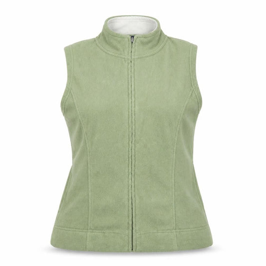 Isle Womens Green Fleece Zip Waistcoat Bodywarmer Size S 10-12