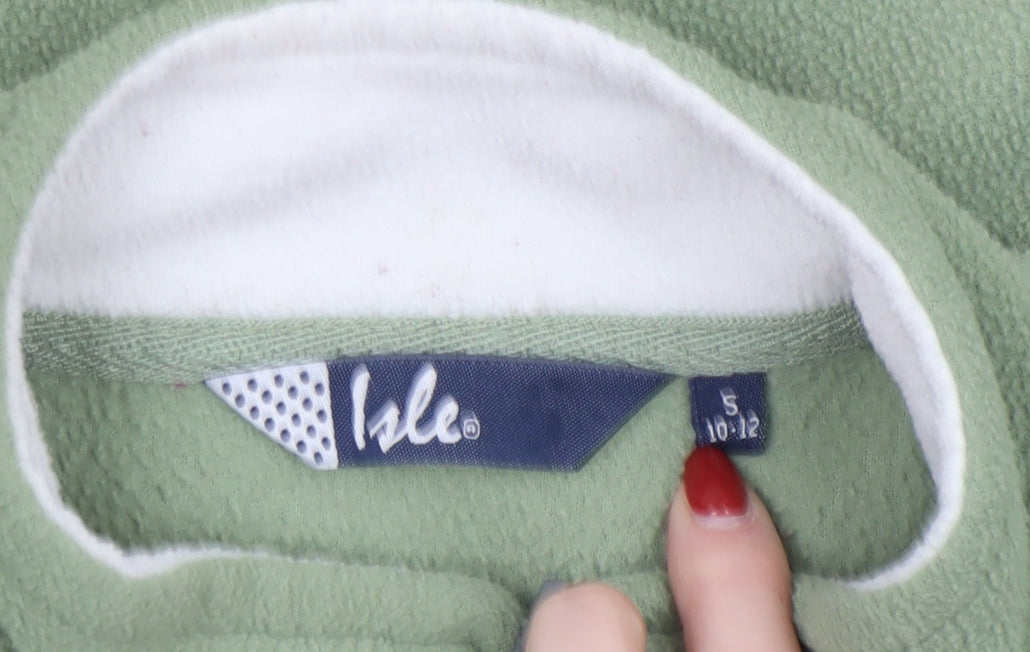 Isle Womens Green Fleece Zip Waistcoat Bodywarmer Size S 10-12