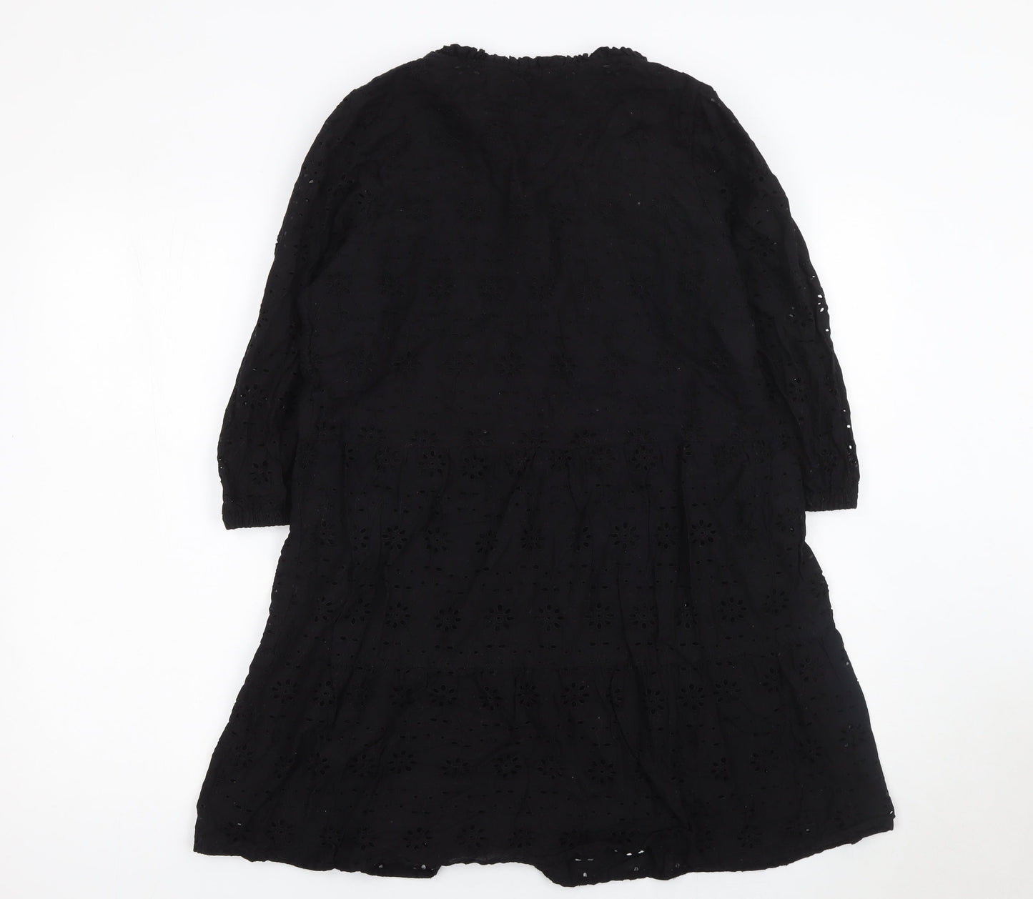 Lipsy Women Black Cotton A-Line Knee Length Dress Size 12