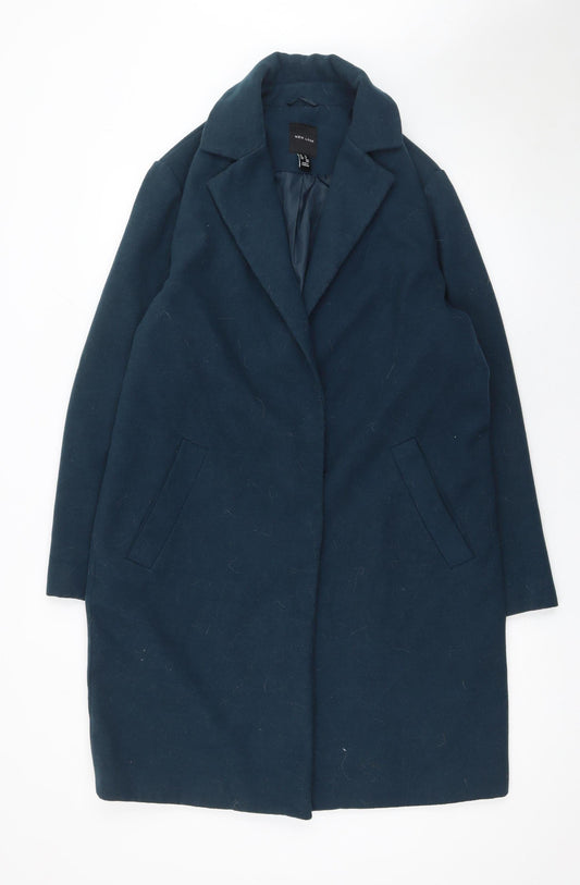 New Look Women’s Blue Long Overcoat Size 12 Polyester Blend