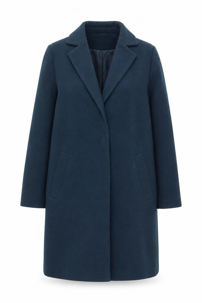New Look Women’s Blue Long Overcoat Size 12 Polyester Blend