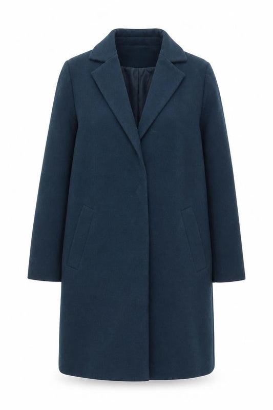 New Look Women’s Blue Long Overcoat Size 12 Polyester Blend