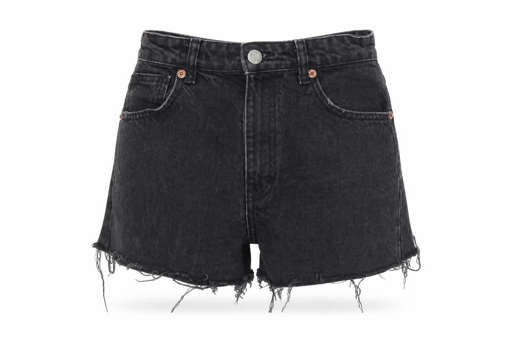 Zara Women Black Denim High Rise Cut-Off Shorts Size 8