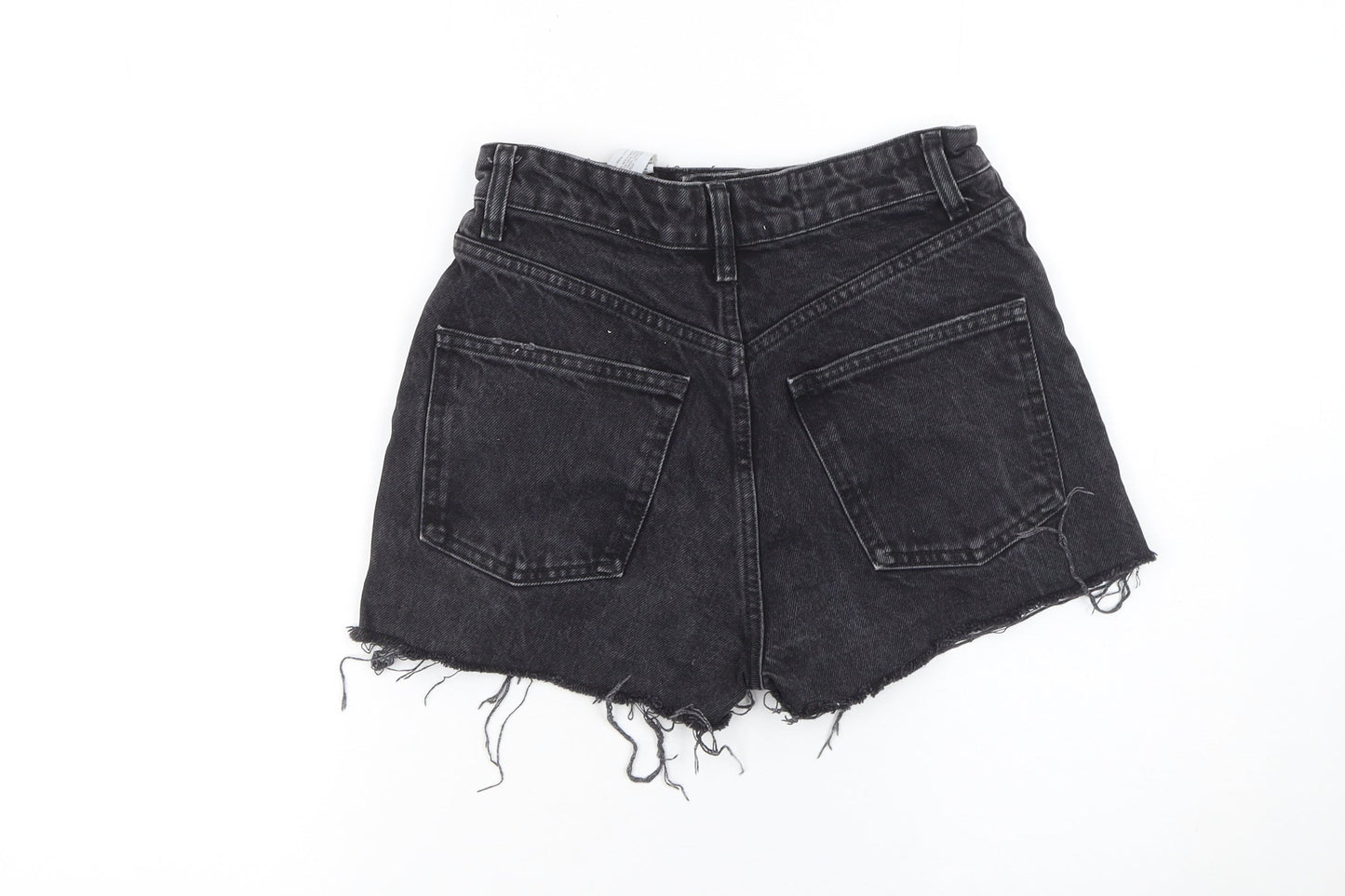 Zara Women Black Denim High Rise Cut-Off Shorts Size 8