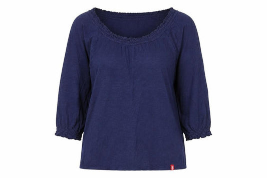 ESPRIT Women Blue 3/4 Sleeve Cotton Modal Blouse Size S
