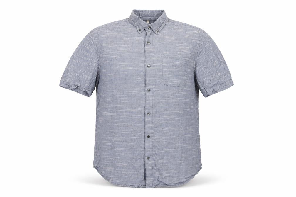 RJR.John Rocha Men's Blue Cotton Short Sleeve Button-Up Shirt L