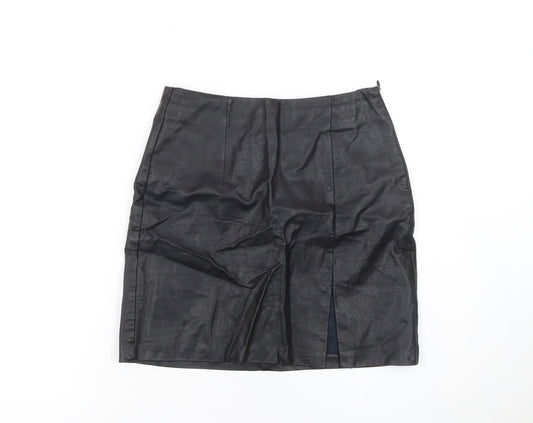 Stradivarius Women's Black Faux Leather Pencil Skirt Size 6