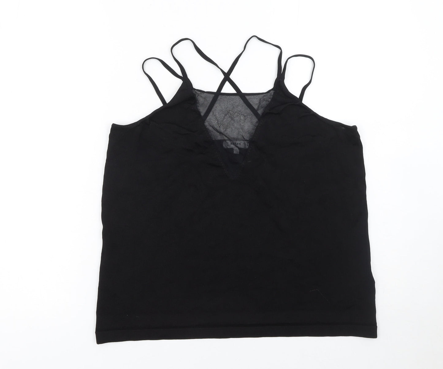 Reiss Women’s Black Camisole Top L Viscose Slim Knit Spaghetti Straps