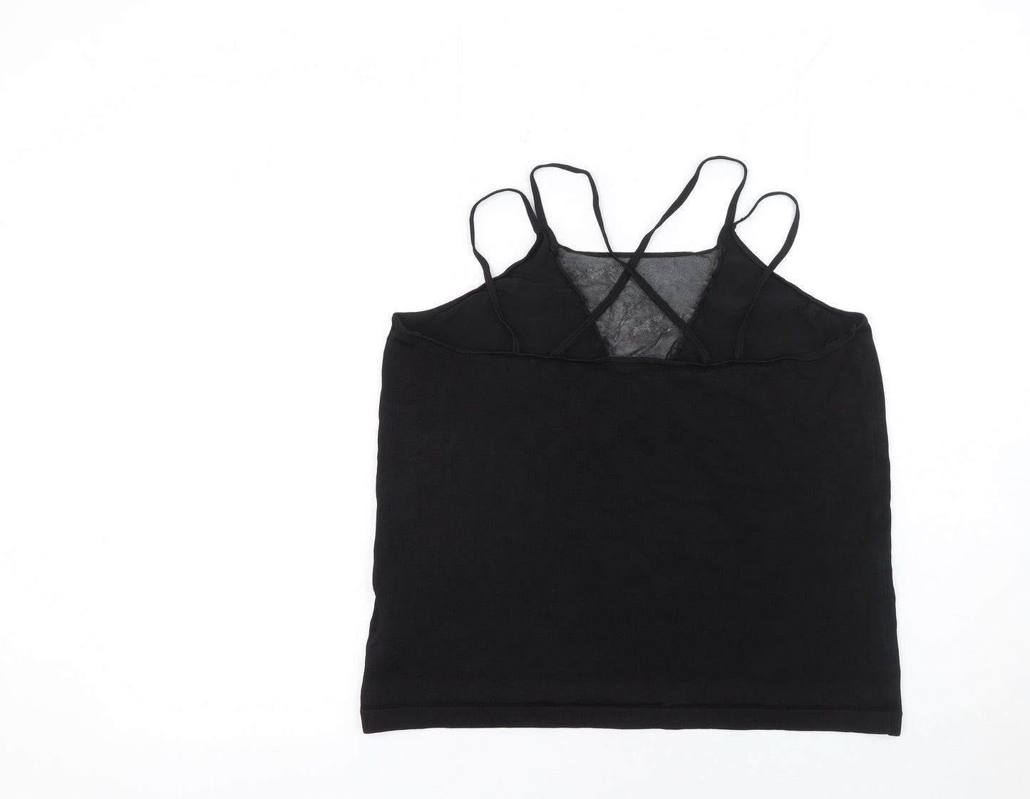 Reiss Women’s Black Camisole Top L Viscose Slim Knit Spaghetti Straps