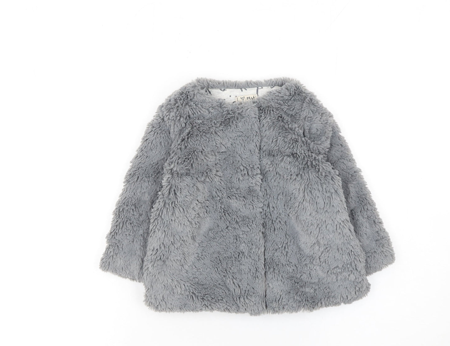 Next Baby Girls Grey Faux Fur Coat 12-18 Months Lined Winter Jacket