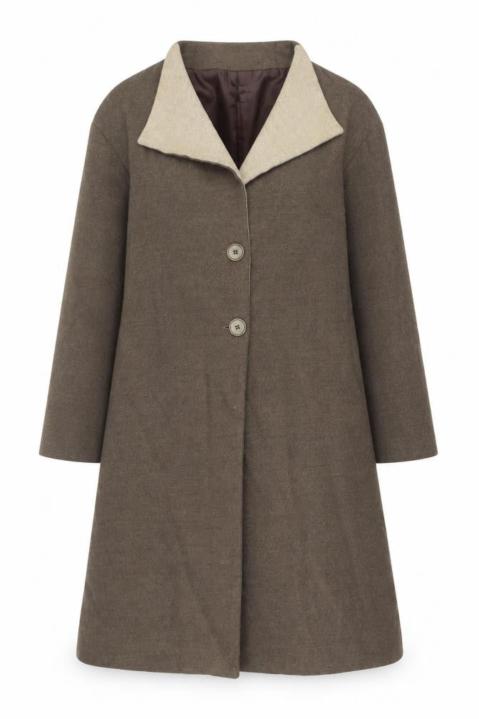 Kate + Pippa Women Brown Wool Blend Long Overcoat Size 12