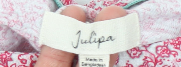 Julipa Womens Pink Floral Cotton Tie Front Cropped T-Shirt Size 20