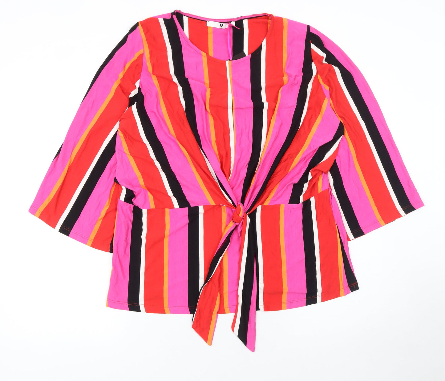 Very Women’s Multicoloured Striped Wrap Blouse UK 18 3/4 Sleeve