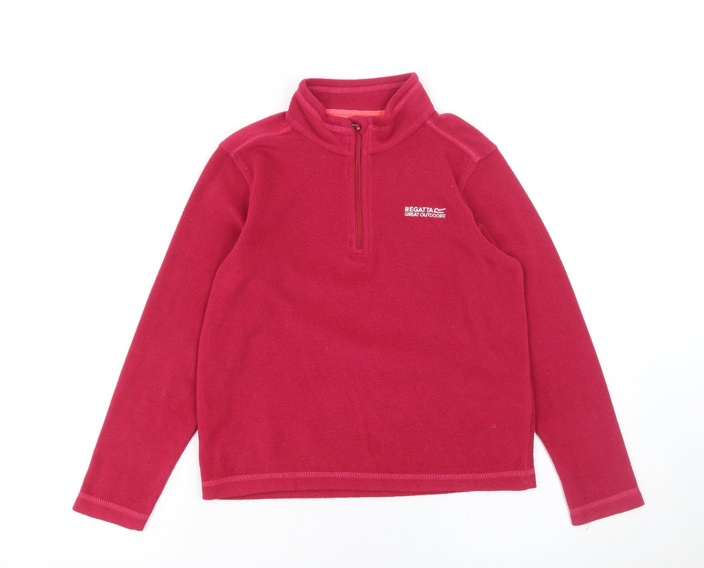 Regatta Girls Red Fleece 1/2 Zip Pullover Sweatshirt 9-10 Years