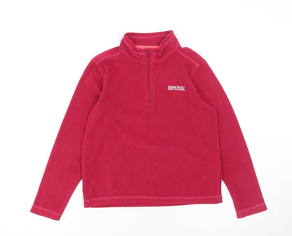 Additional front view of Regatta girls’ red fleece 1/2 zip pullover sweatshirt 9-10 years