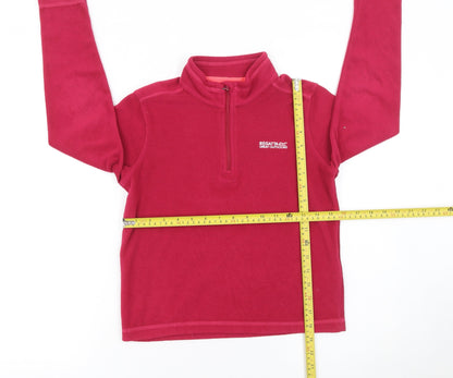 Back view of Regatta girls’ red fleece 1/2 zip pullover sweatshirt 9-10 years