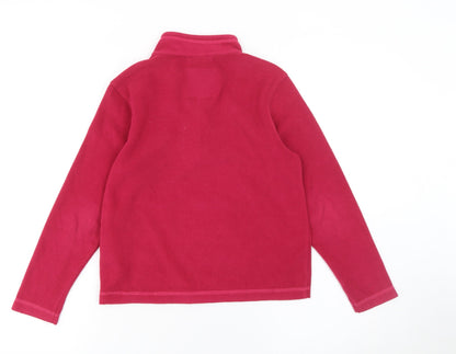 Close-up detail of Regatta girls’ red fleece 1/2 zip pullover sweatshirt 9-10 years