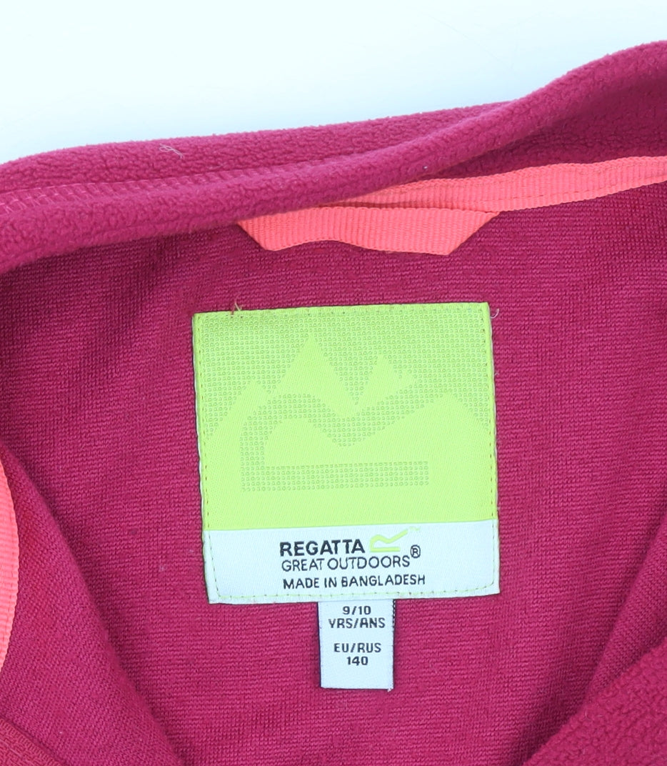 Regatta Girls Red Fleece 1/2 Zip Pullover Sweatshirt 9-10 Years