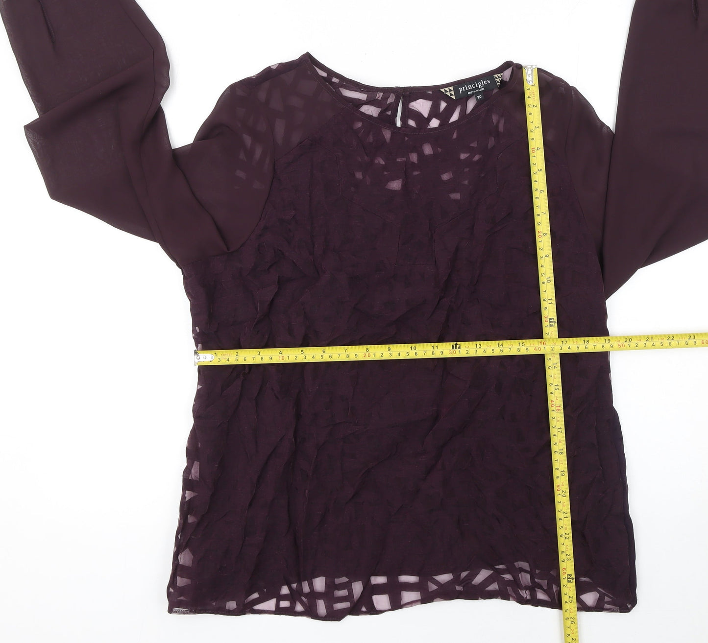 Principles by Ben de Lisi Womens Purple Chiffon Long Sleeve Blouse Size 20