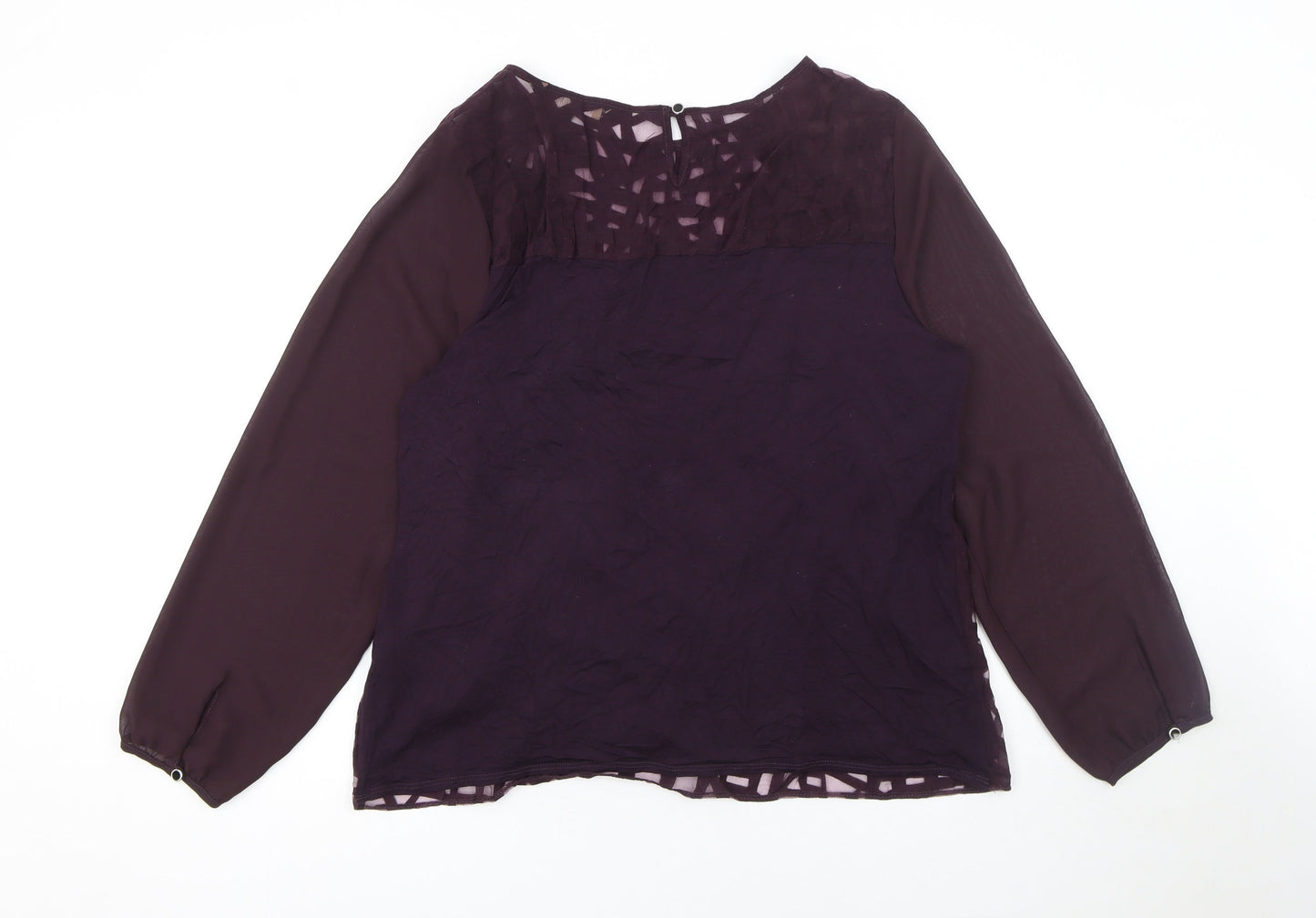 Principles by Ben de Lisi Womens Purple Chiffon Long Sleeve Blouse Size 20