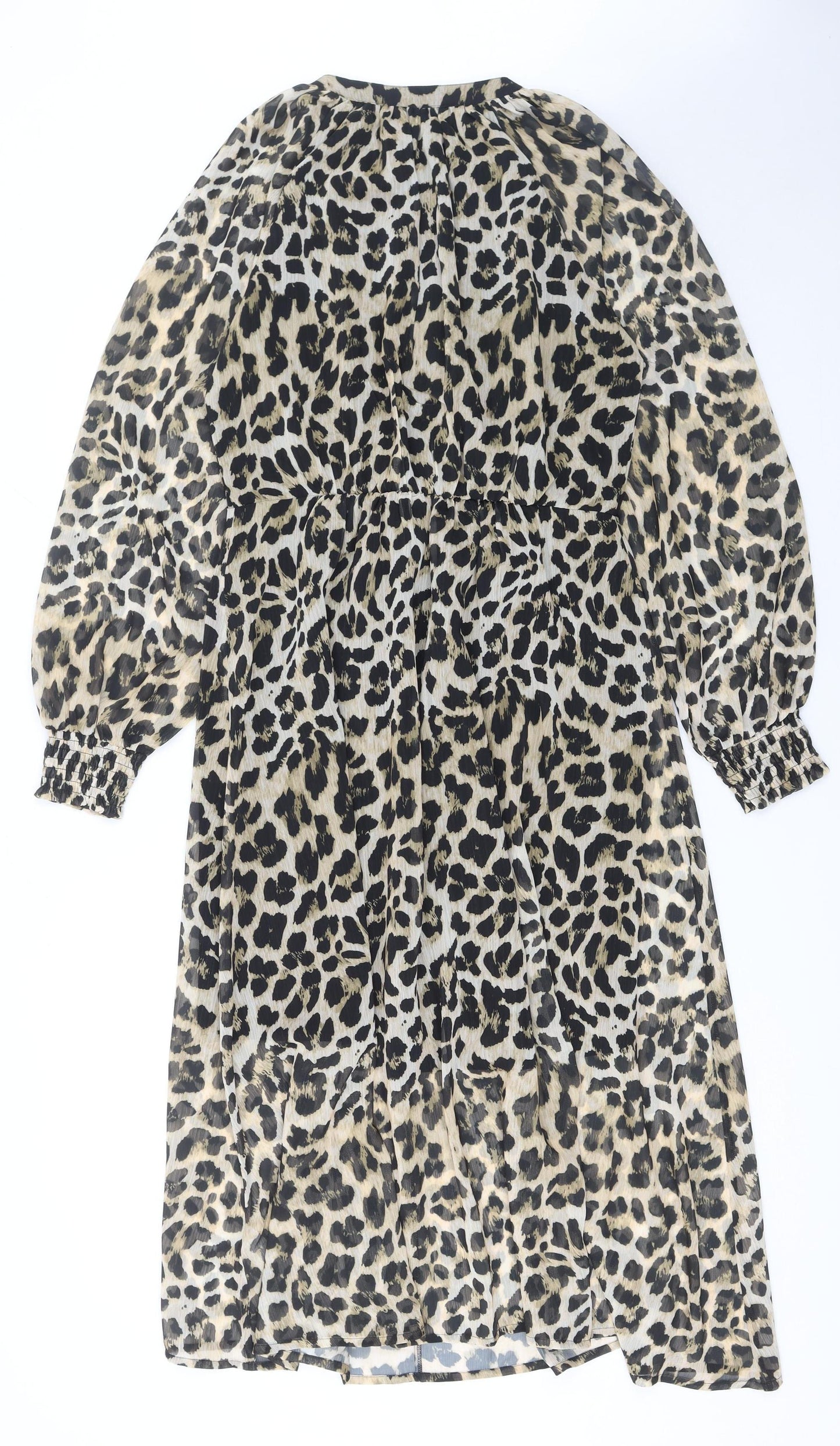 French Connection Women's Beige Leopard Print Midi Dress Size 12
