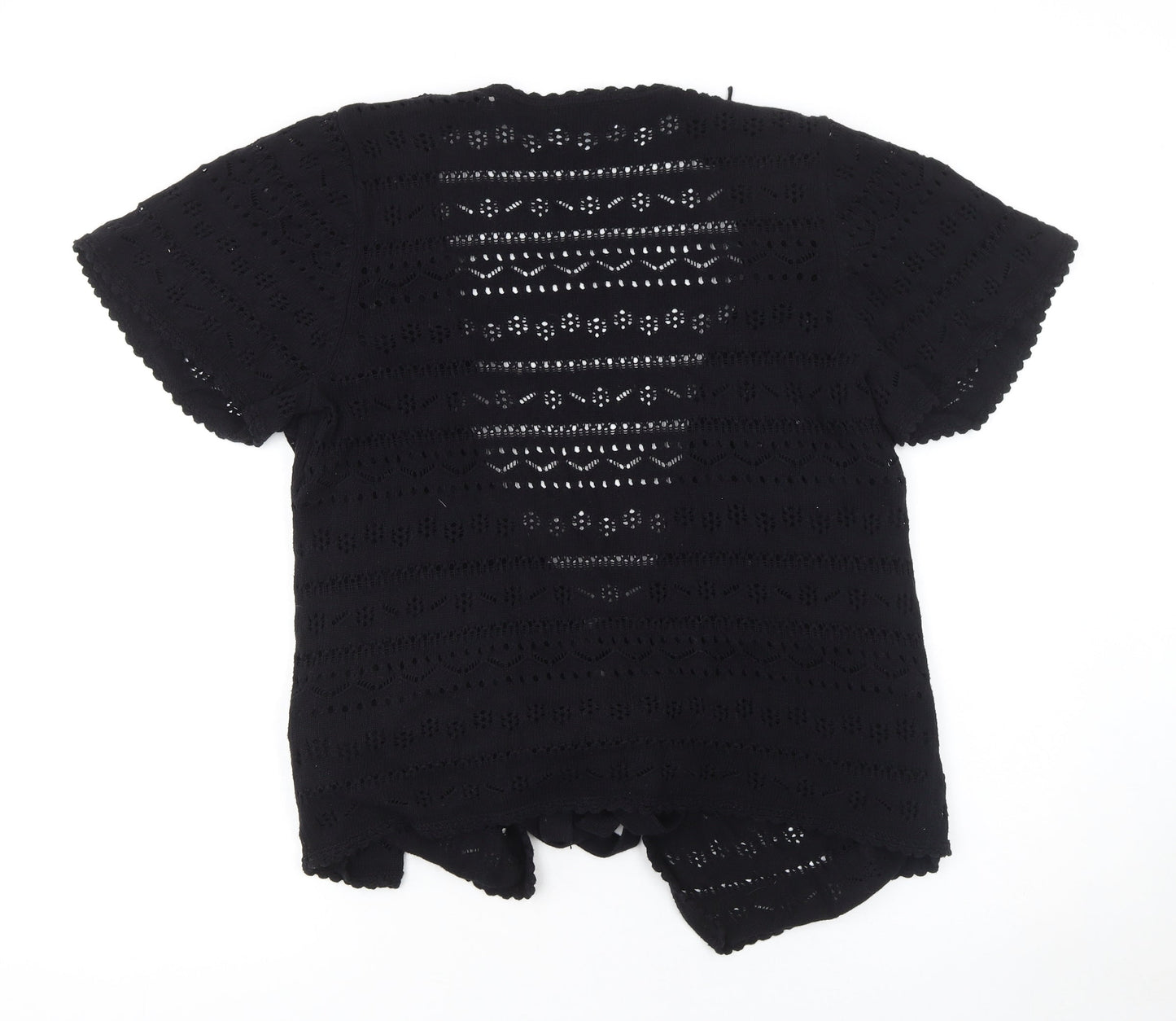& Other Stories Women Black L Crochet Cardigan Short Sleeve Cotton