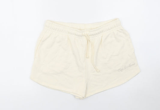 Dunnes Women’s Ivory Sweat Shorts Size L Casual Drawstring Light Cotton Blend
