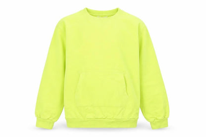 Front view of Willow girls’ yellow pullover sweatshirt xs crew neck long sleeve
