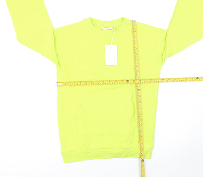 Back view of Willow girls’ yellow pullover sweatshirt xs crew neck long sleeve