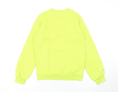 Close-up detail of Willow girls’ yellow pullover sweatshirt xs crew neck long sleeve