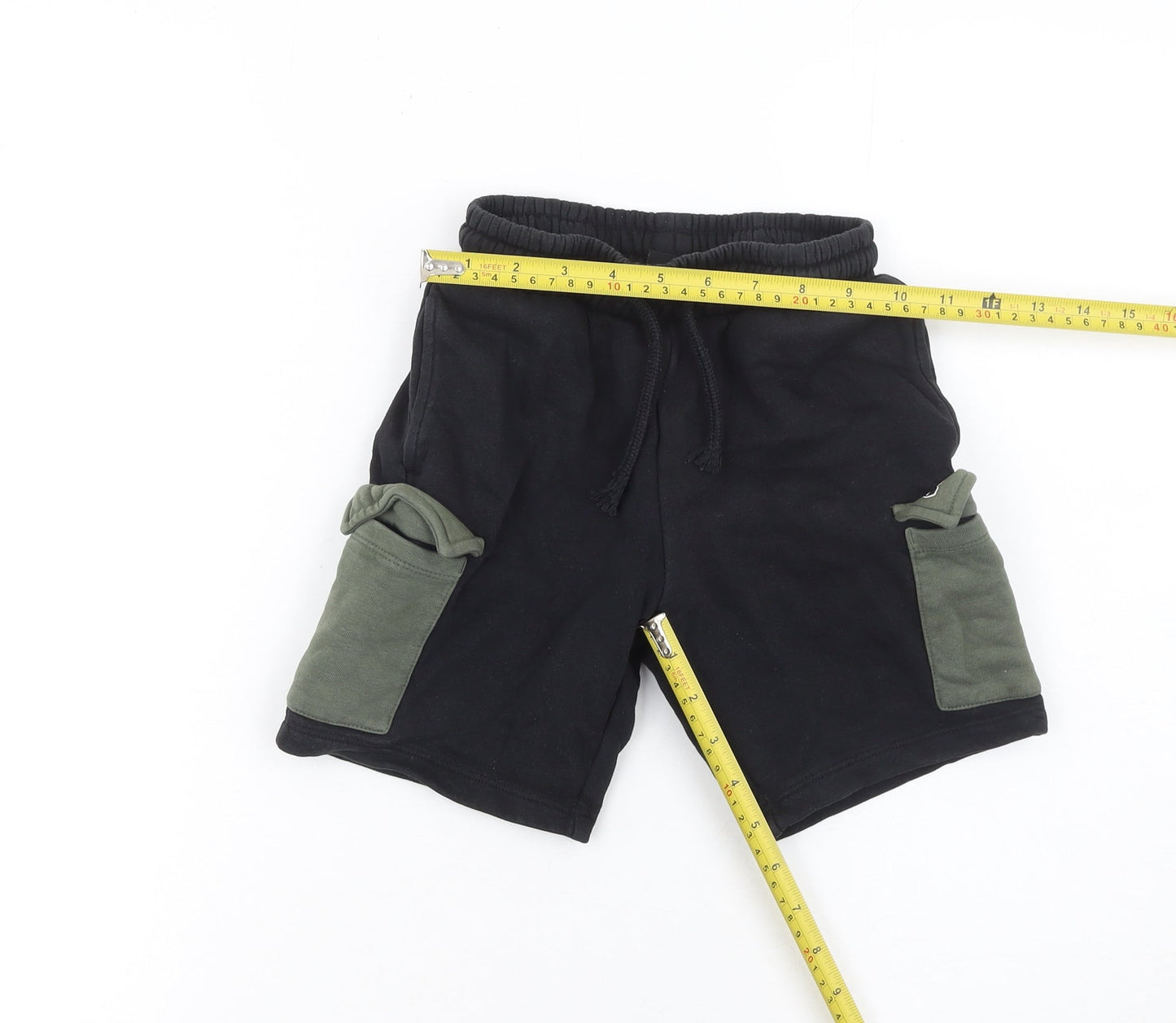 Next Boys Black Cargo Jersey Shorts 7 Years Elastic Waist Pockets