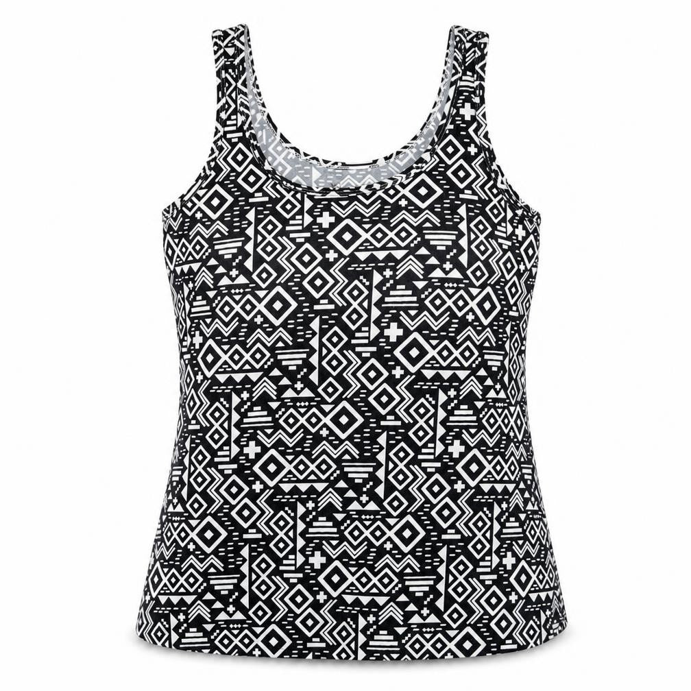 No Boundaries Teens Black Aztec Geometric Tank Top XL Regular Stretch