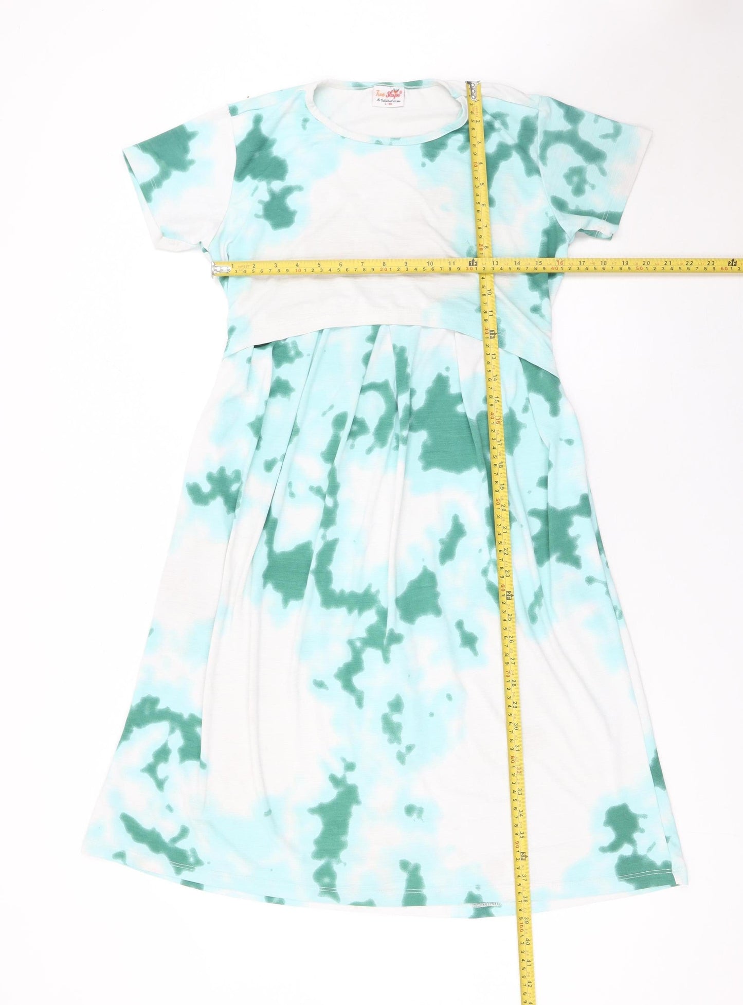 True Shape Women Green Tie Dye Jersey A-Line Dress Size L