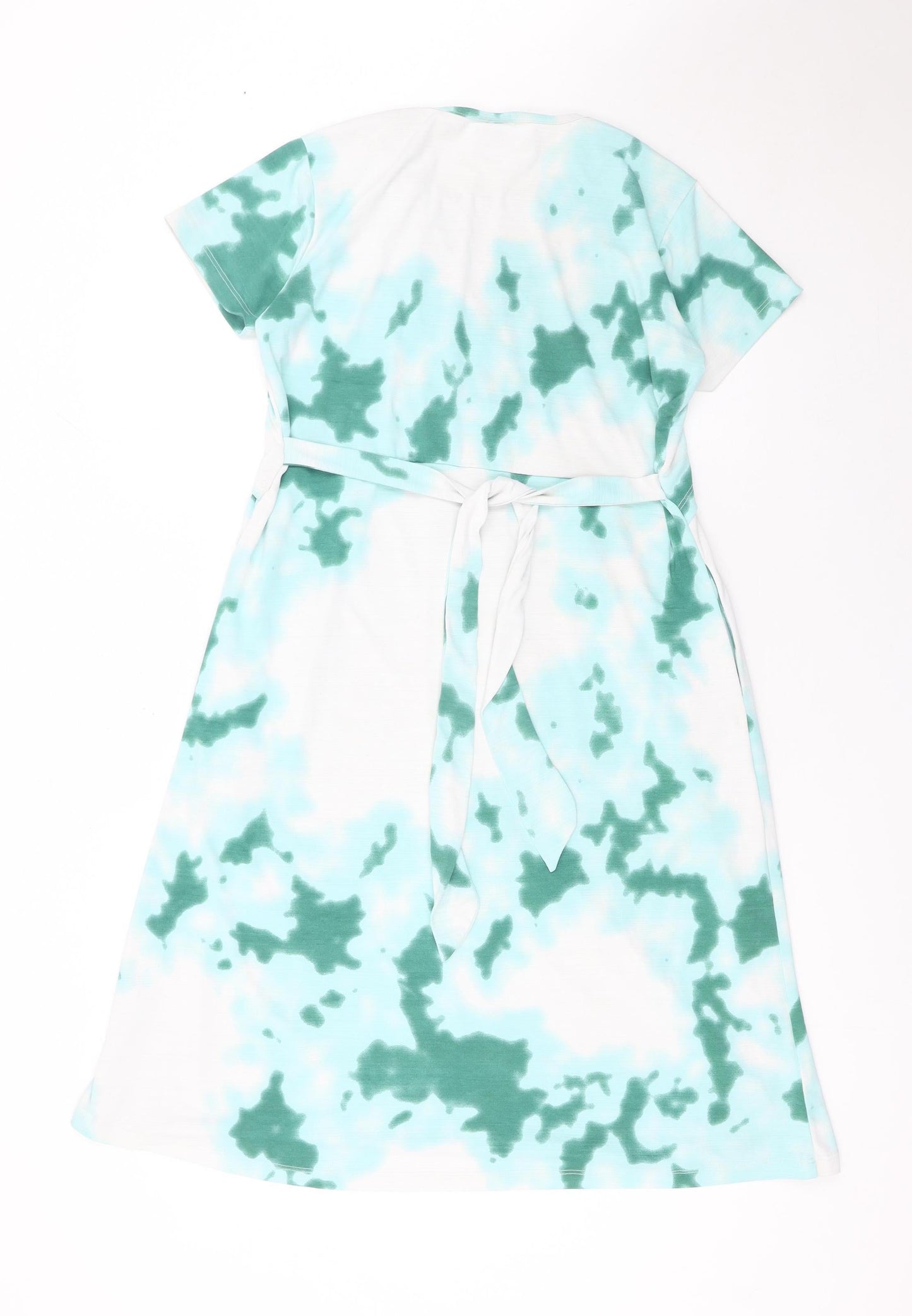 True Shape Women Green Tie Dye Jersey A-Line Dress Size L