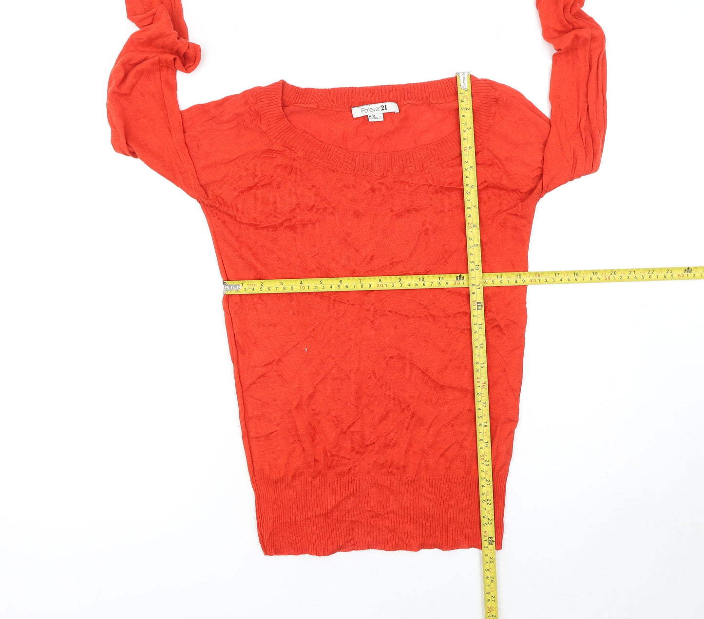 Forever 21 Women's Red Knit Pullover Jumper Size M Long Sleeve
