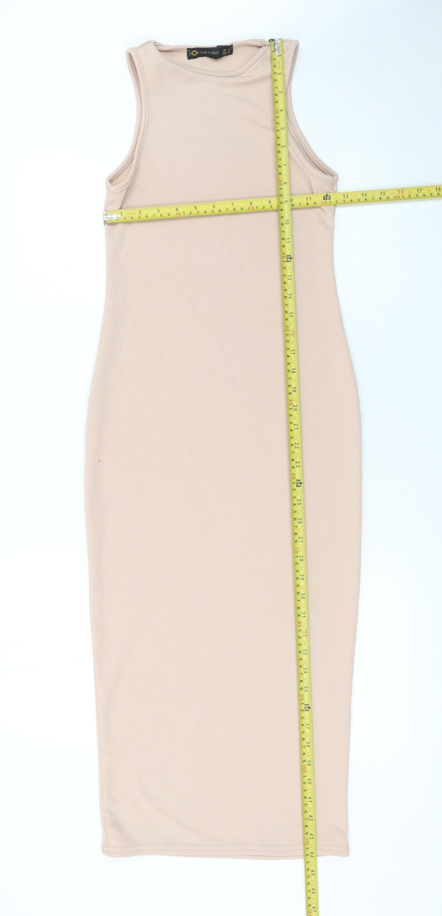 I Saw It First Women’s Beige Sleeveless Bodycon Midi Dress Size 8
